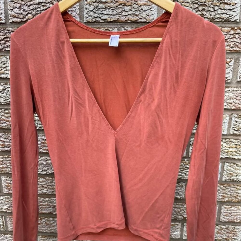 Burnt Orange Long Sleeve - Deep Plunge